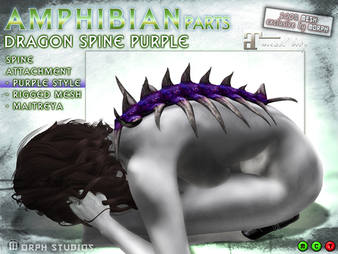 0o Morph Dragon Spine Spikes PURPLE (Maitreya) - Amphibian parts