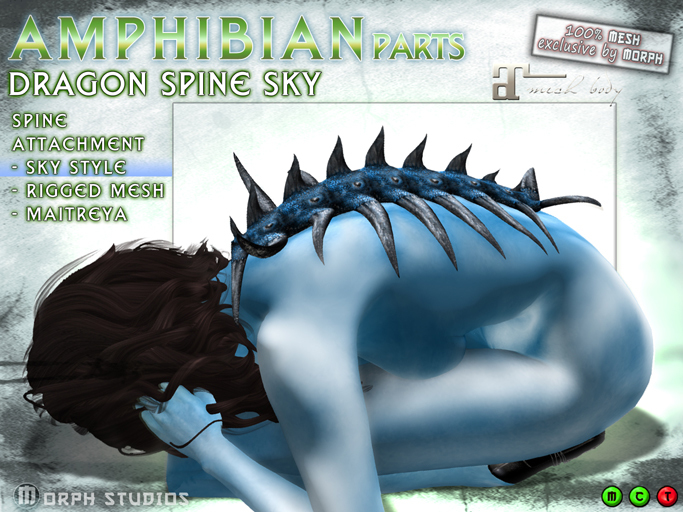 0o Morph Dragon Spine Spikes SKY (Maitreya) - Amphibian parts