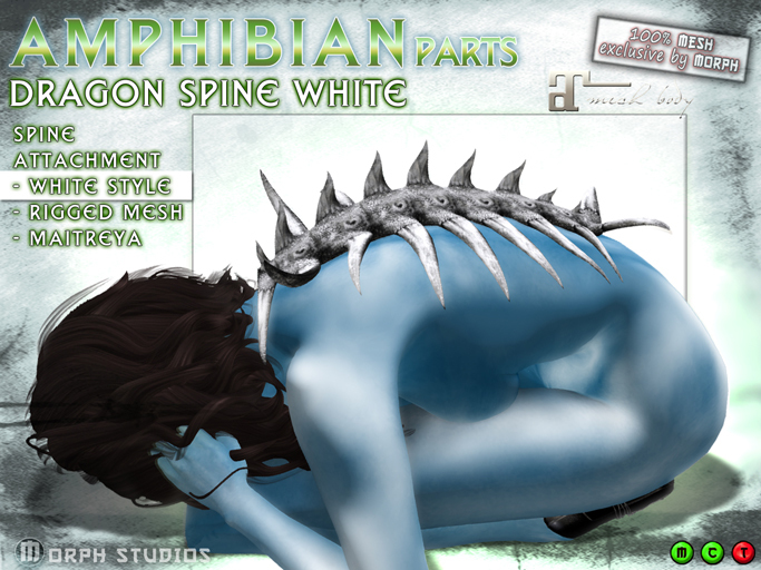 0o Morph Dragon Spine Spikes WHITE (Maitreya) - Amphibian parts