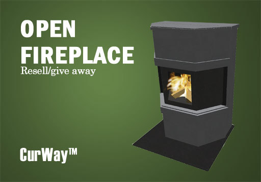 16 prim CurWay Open Fireplace - Scripted/animated w sounds . Graphite