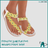 {-A-} Flower Sandals Yellow w Blue Center