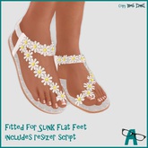 {-A-} Flower Sandals White w Yellow Center