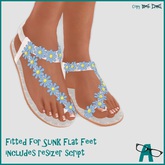 {-A-} Flower Sandals Blue w Yellow Center