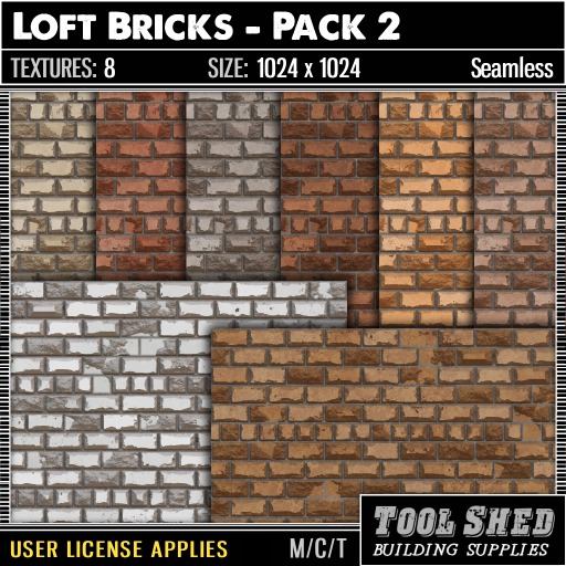 Second Life Marketplace - Tool Shed - Loft Bricks - Pack 2