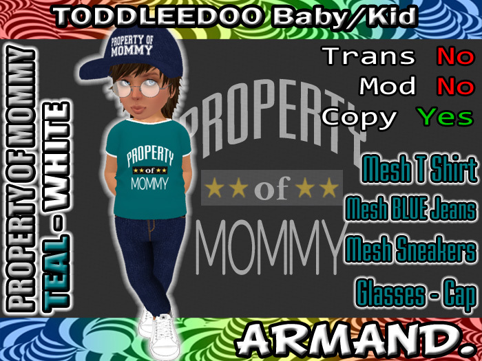 --ARMAND-- PROPERTY OF MOMMY - TEAL-WHITE