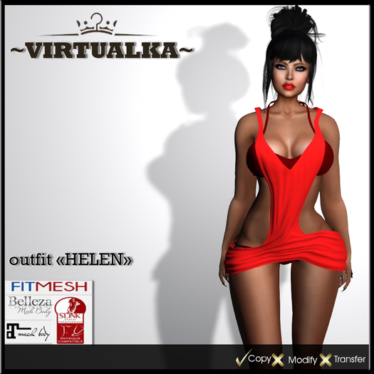 ~V~ Outfit "Helen" RED(Fit Mesh)