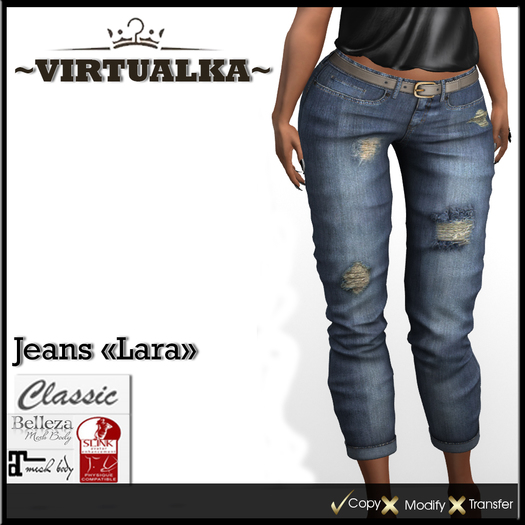 ~V~ "LARA" Dirty Blue Jeans