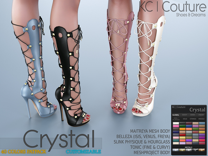 -KC- CRYSTAL BOOTS / MAITREYA, BELLEZA, SLINK, MESHPROJECT