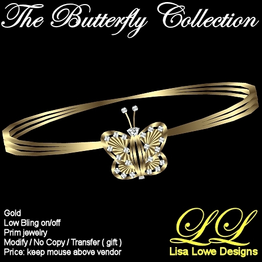 *LL-Designs Necklace Butterfly Gold/tiny Diamonds V1.0* (SLX)