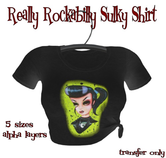 Really Rockabilly Sulky Death Rocker Girl Knotted T