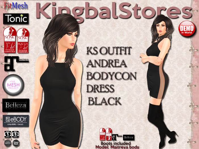 KS OUTFIT ANDREA BODYCON DRESS BLACK