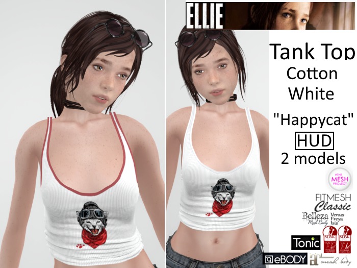 ELLIE Tank Top Cotton "HappyCat" HUD 2 models