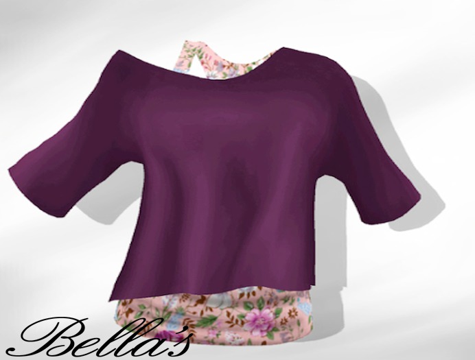 Emma-Shoulder Top-PURPLE FLORAL