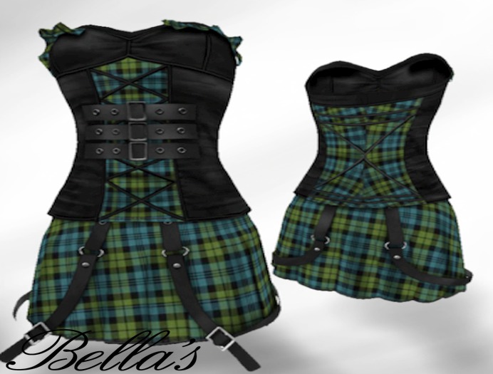 Second Life Marketplace - Zoey-Punk Dress-Blue/Green