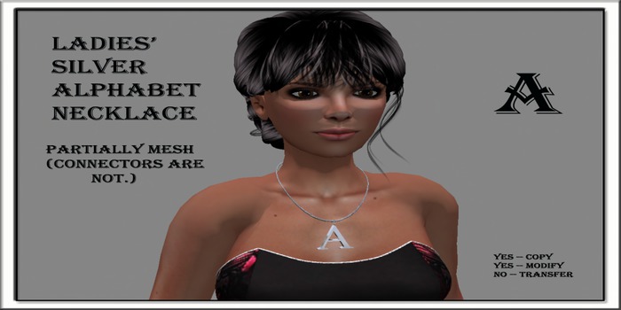 LADIES' SILVER ALPHABET NECKLACE A