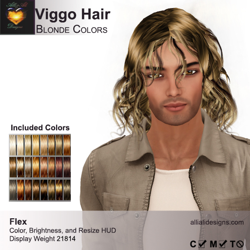Viggo Color Second Life Marketplace - A&A Viggo Hair Blonde Colors Pack. Medium ...