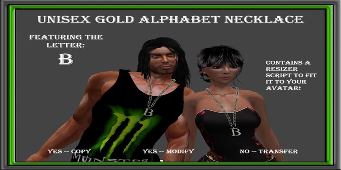 UNISEX GOLD ALPHABET NECKLACE B