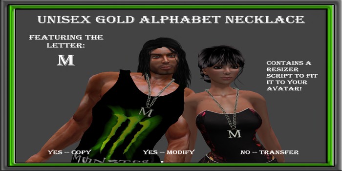 UNISEX GOLD ALPHABET NECKLACE M