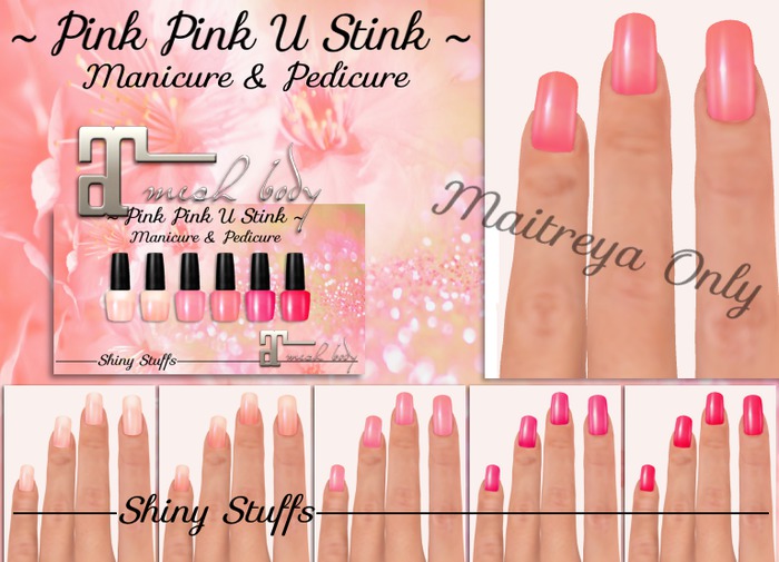 ~Shiny Stuffs~Pink Pink U Stink Nail Hud Maitreya Only