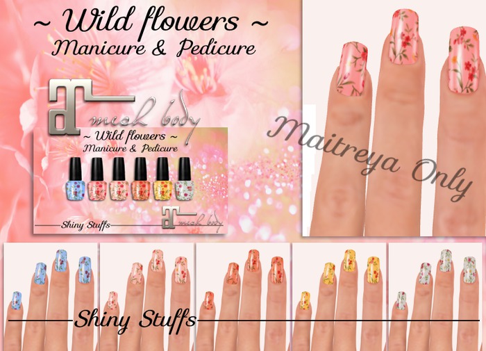 Second Life Marketplace Shiny StuffsWild Flowers Nail Hud Maitreya Only