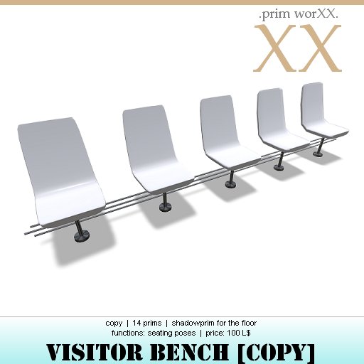 Second Life Marketplace .prim worXX. modern visitor bench 5 seats for