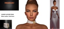 PROMO CHOKER LEATHER PEARL GOLD