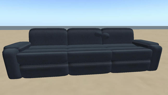 Blue Three seater leather sofa