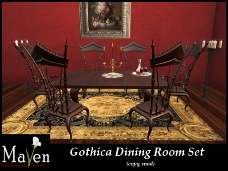 Second Life Marketplace The Gothica Dining Room Set Seating Gothica Dining Room Set