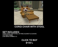 CUTE CORGI DOG CHAIR & FOOT STOOL 