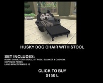 CUTE HUSKY DOG CHAIR & FOOT STOOL 