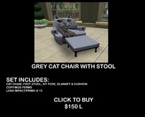CUTE LIGHT GREY CAT CHAIR & FOOT STOOL 