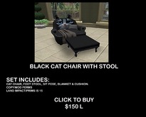 CUTE BLACK CAT CHAIR & FOOT STOOL 