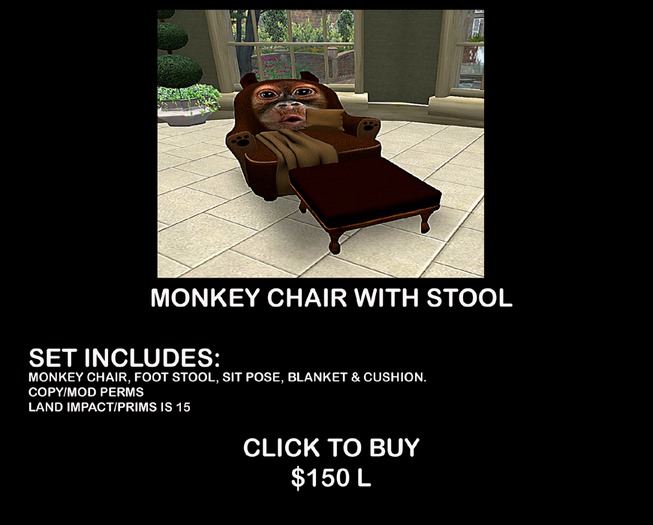 CUTE MONKEY CHAIR & FOOT STOOL 
