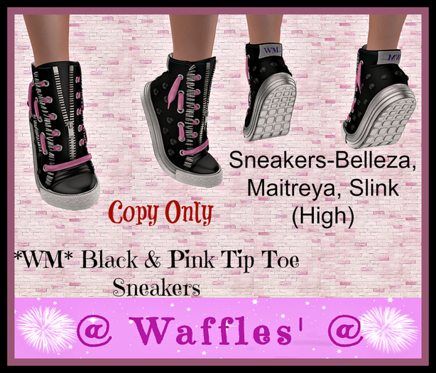 *WM* Black & Pink Tip Toe Sneakers