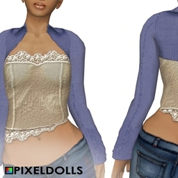 (PixelDolls) Sculpted Rumple Shrug; Blue