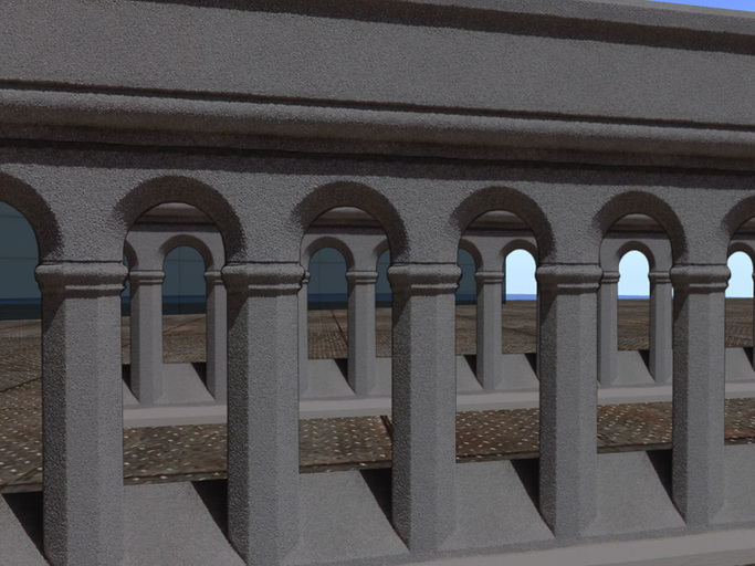 Ornamental Stone Railing with Full Perm Textures Included Boxed - 3002