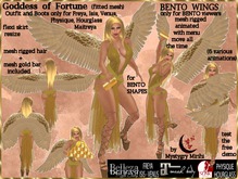 Goddess of Fortune mesh fitted bento wings animated rigged gold