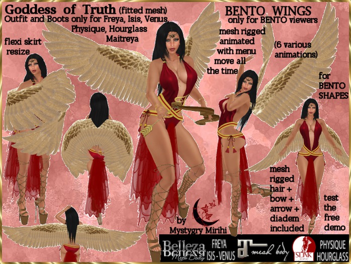 Goddess of Truth mesh fitted bento wings animated rigged gold