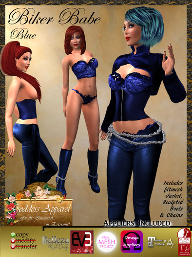 *Goddess* Biker Babe Blue