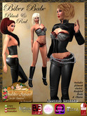 *Goddess* Biker Babe Black with Red Edging