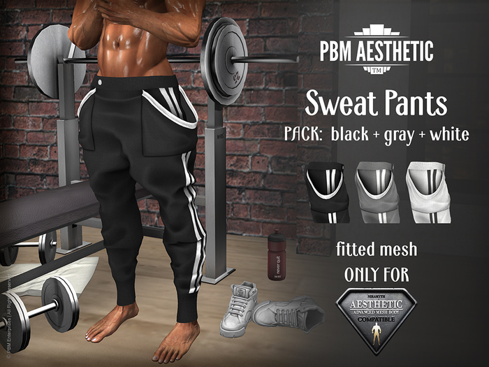 PBM Aesthetic [Sweat Pants] Black/Gray/White Pack