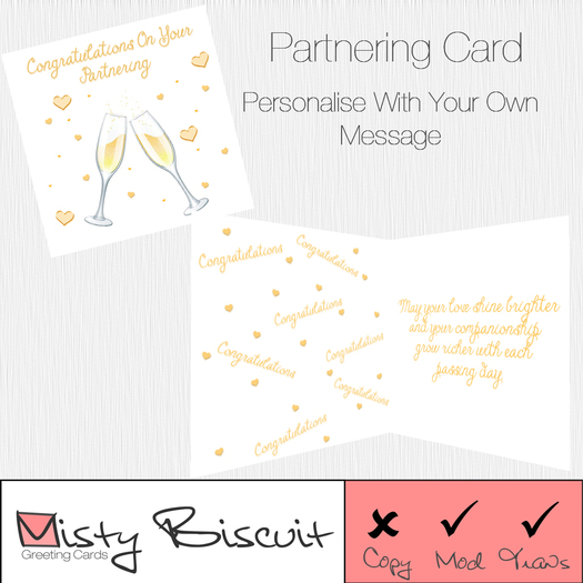 GREETINGS CARD ~ Congratulations On Your Partnering ~ Personalisable