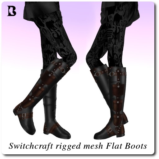Blackburns Switchcraft Steampunk Flat Boots Rigged Mesh
