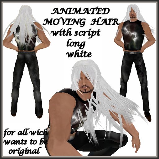 Hair flexi men long white animated vampire wizard (floating moving)