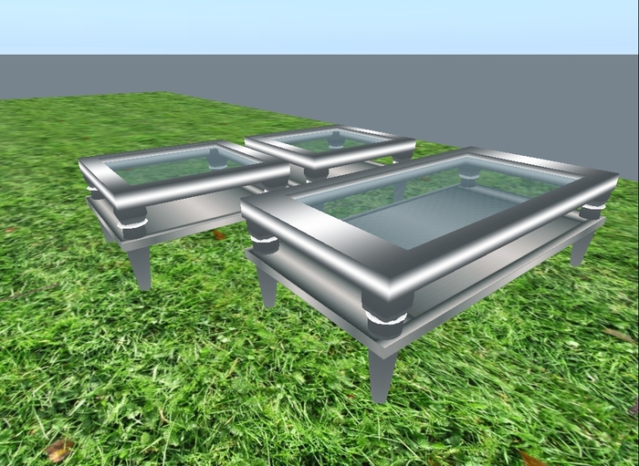 Aluminum w/solid base- coffee and 2 end tables
