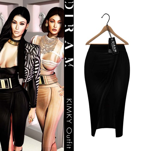 - D I R A M - KIMKY Skirt 2 - Black _ FittedMesh