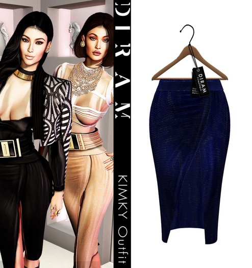 - D I R A M - KIMKY Skirt 2 - Blue _ FittedMesh