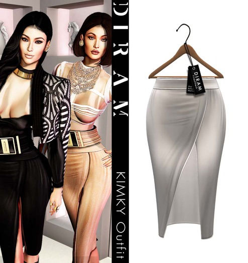 - D I R A M - KIMKY Skirt 2 - White _ FittedMesh