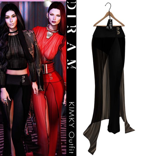 - D I R A M - KIMKY Pant&Skirt - Black _ FittedMesh