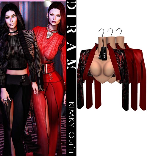 - D I R A M - KIMKY Shoulders Coat - Reds - NonRiggedMesh